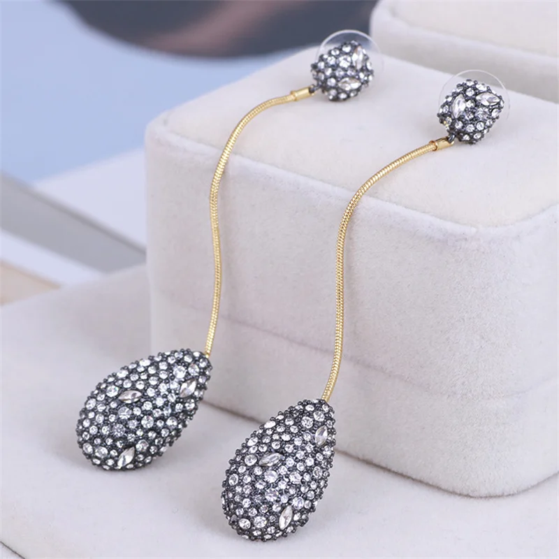 

European And American Jewelry Wholesale Full Of Zircon Fashion Water Drop Temperament Elegant Female Earrings