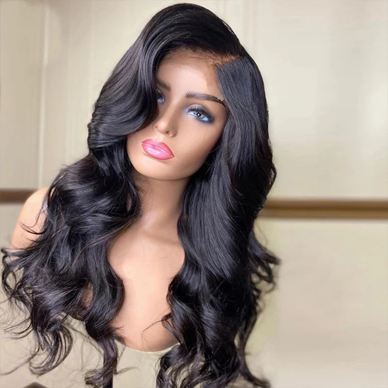 Black Long Wavy Synthetic Lace Front Wig  Cosplay Drag Queen Lace Wigs For Women