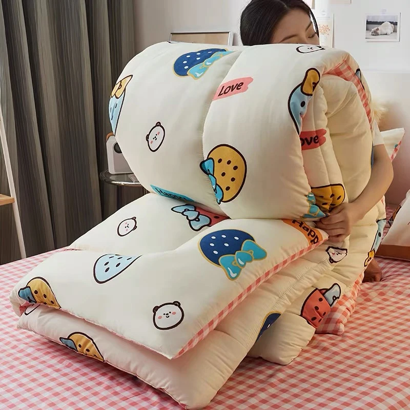 

Autumn Winter Thicken Warm Quilt Blanket Bed Cover Bedding Soft Quilted Printed Comforter Home Hotel Duvets Twin Queen King Size