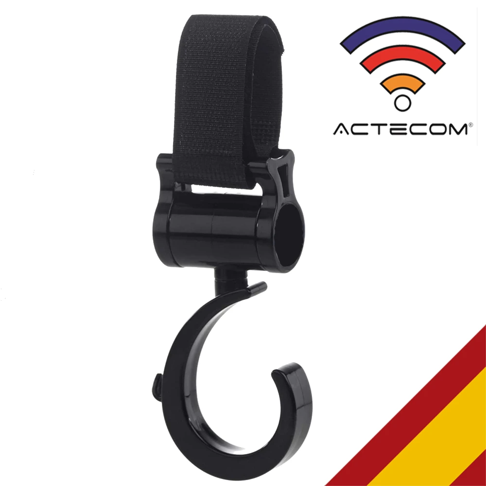ACTECOM 2x Ganchos Cochecito Carro Percha para Bebe Bolsas Carrito con Velcro Ganchos Carrito Bebé Engancha Tus Bolsas de la Compra, Bolso o