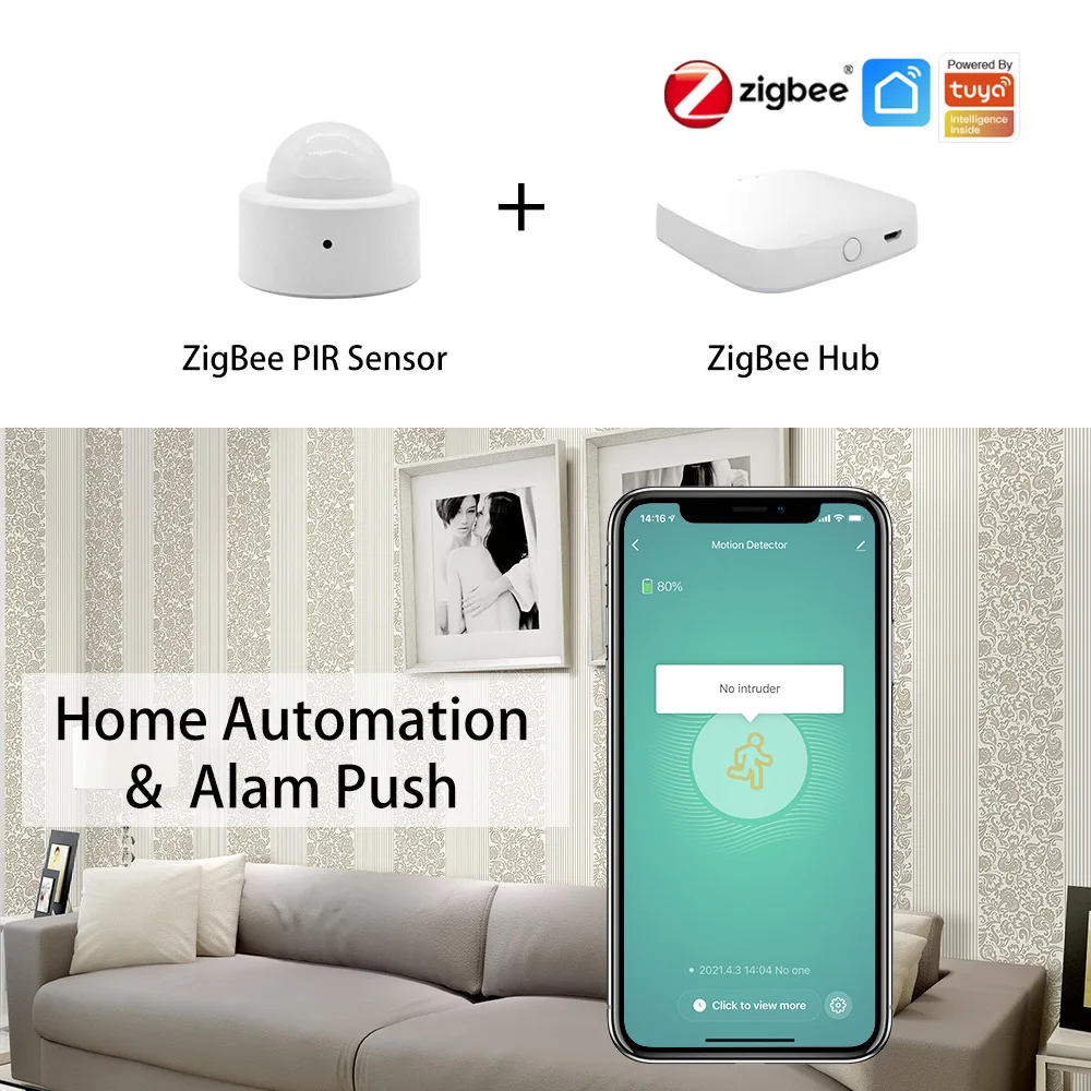 Zigbee 3.0 Tuya Mini Smart Human Motion Movement Body PIR Transducer Sensor Smart Life Home Security Wireless Connection Light