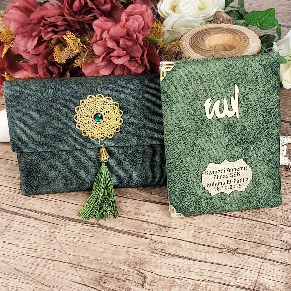 Luxury Muslim Gift Set With Velvet Bag Yasin Sharif Islamic Personalized Plexi Wholesale Shopping Religious Items Ramadan 2023 Worship Societies Excellent Quality Mevlüt Groups Fashion