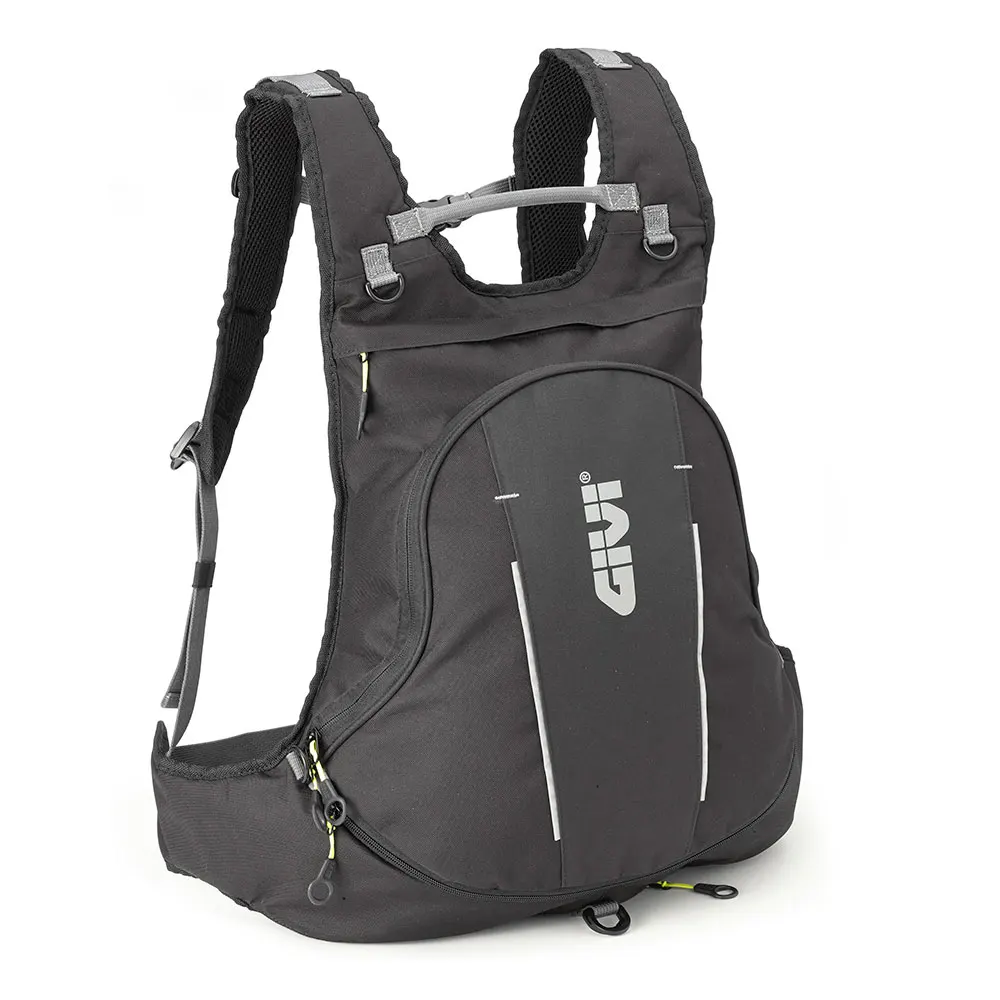 Givi EA104B-motorcycle backpack with expandable helmet holder for Moto and Scooter. Black. With waterproof and reflective