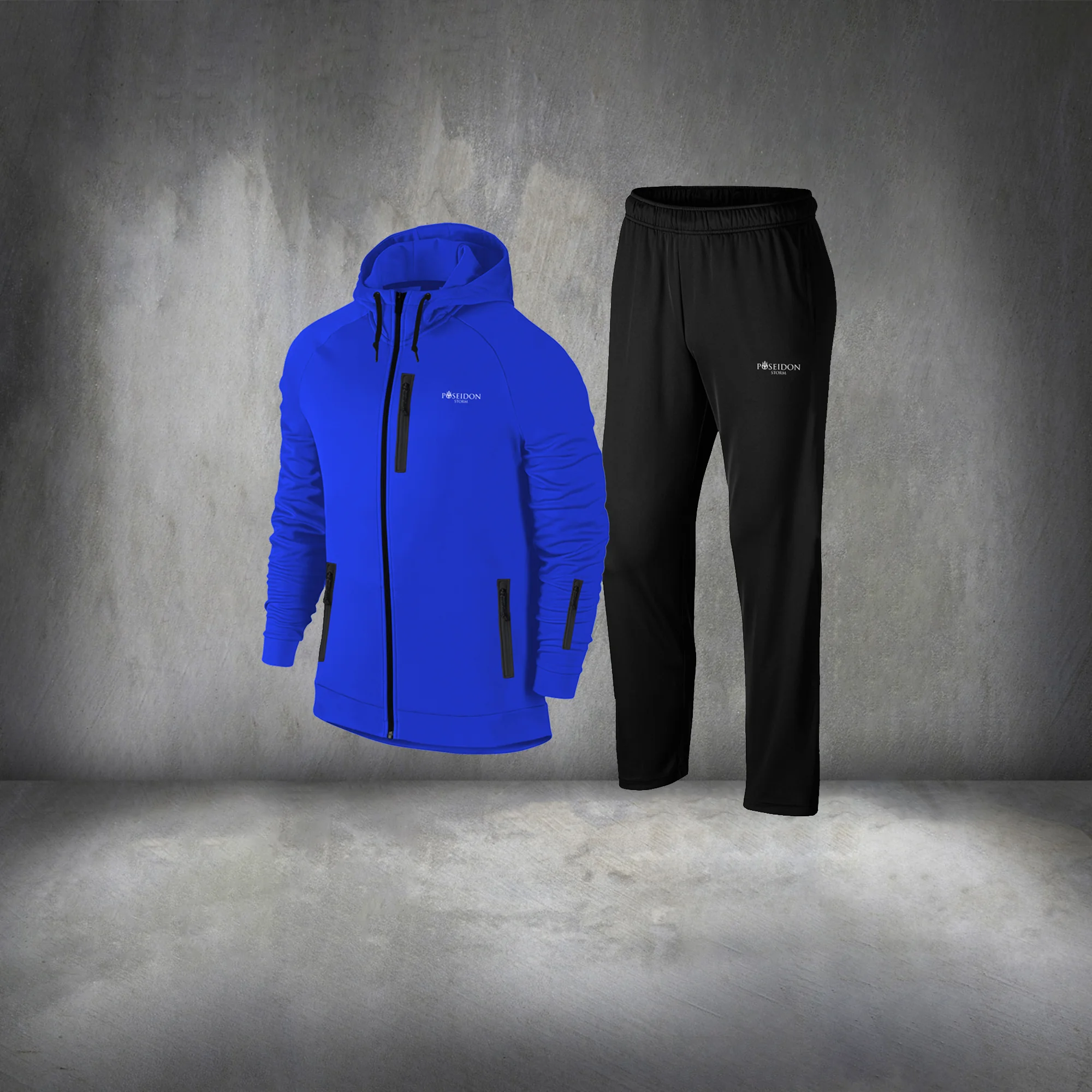

Large Size Men's Blue Interlock Fabric Top and Bottom Tracksuit Hiking Set 4XL-10XL