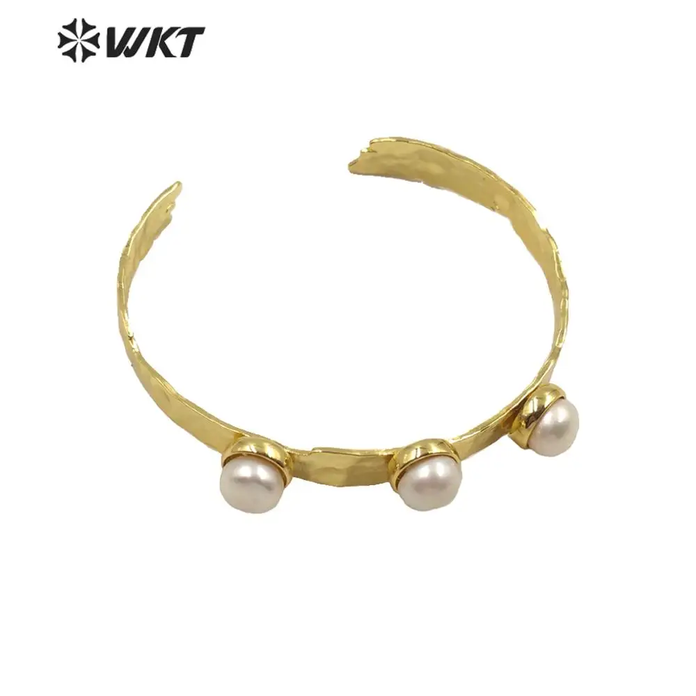 MPB004 China Supplier Luxury Women Jewelry Gift Pearl Gold Color Bangle For Girl Wholesale 10pcs A Lot