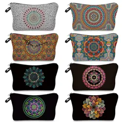 Classic Geometry Floral Women Cosmetic Bags Casual Travel Portable Storage Handbags Makeup Bag Toiletry Bags Organizer Pouches