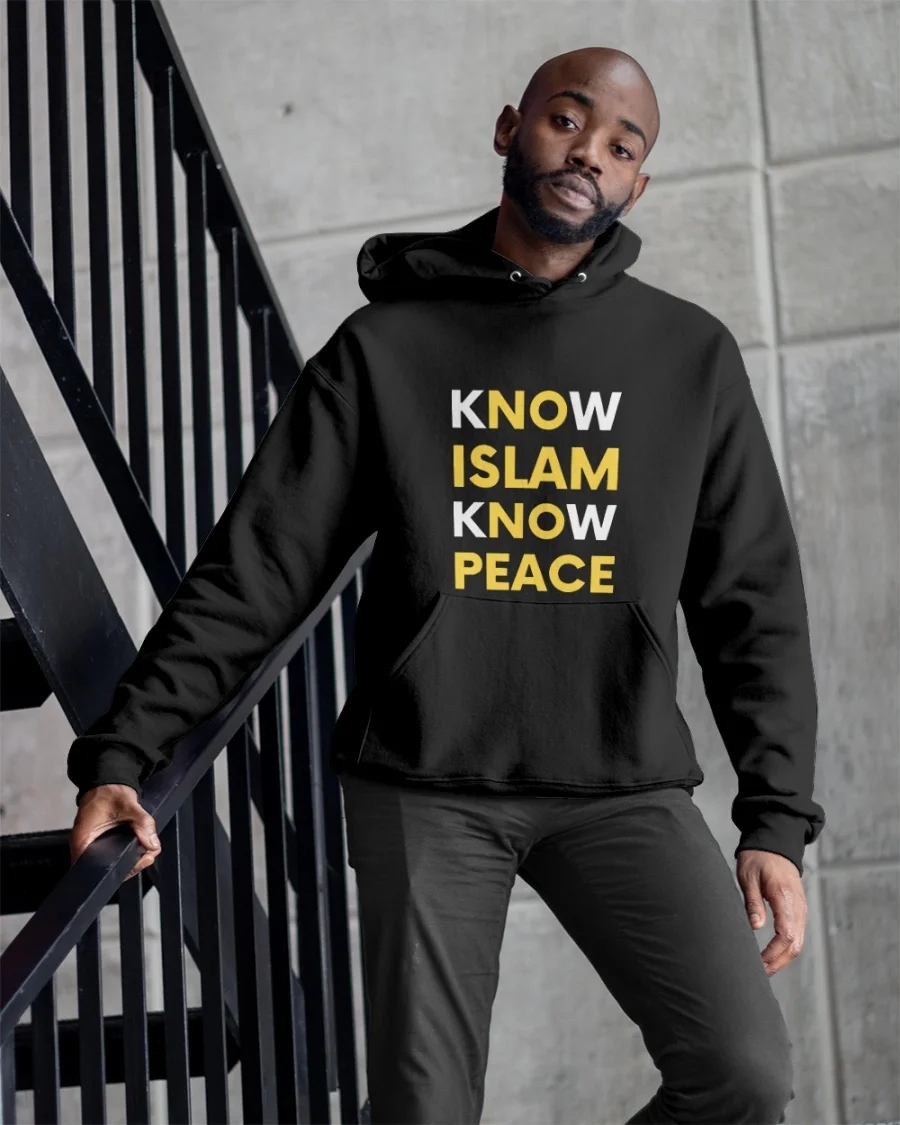 Know Islam and Peace Dark Colors Apparel Hoodie Sweatshirt Special Design Clothing Long Sleeve Hooded Top Tee