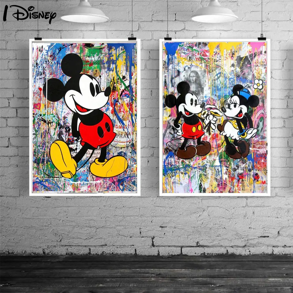 Graffiti Mickey Mina Mouse Disney Anime Posters and Prints Pop Art Canvas Painting Wall Art Picture For Living Room Home Decor