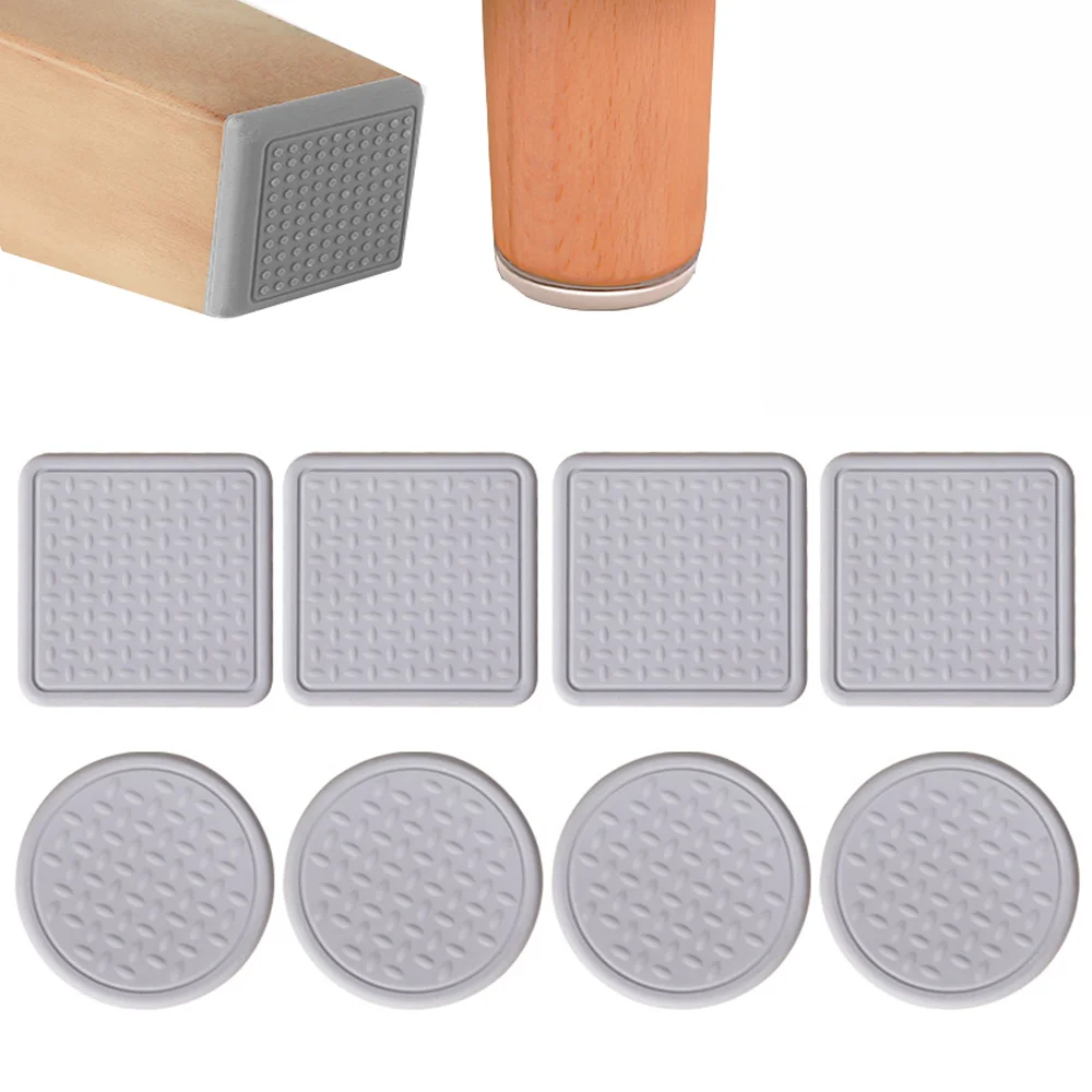 8PCS Chair Leg Caps Silicone Pad Self Adhesive Furniture Leg Rug Anti Scratch Floor Protector Table Foot Covers Anti Slip Mat