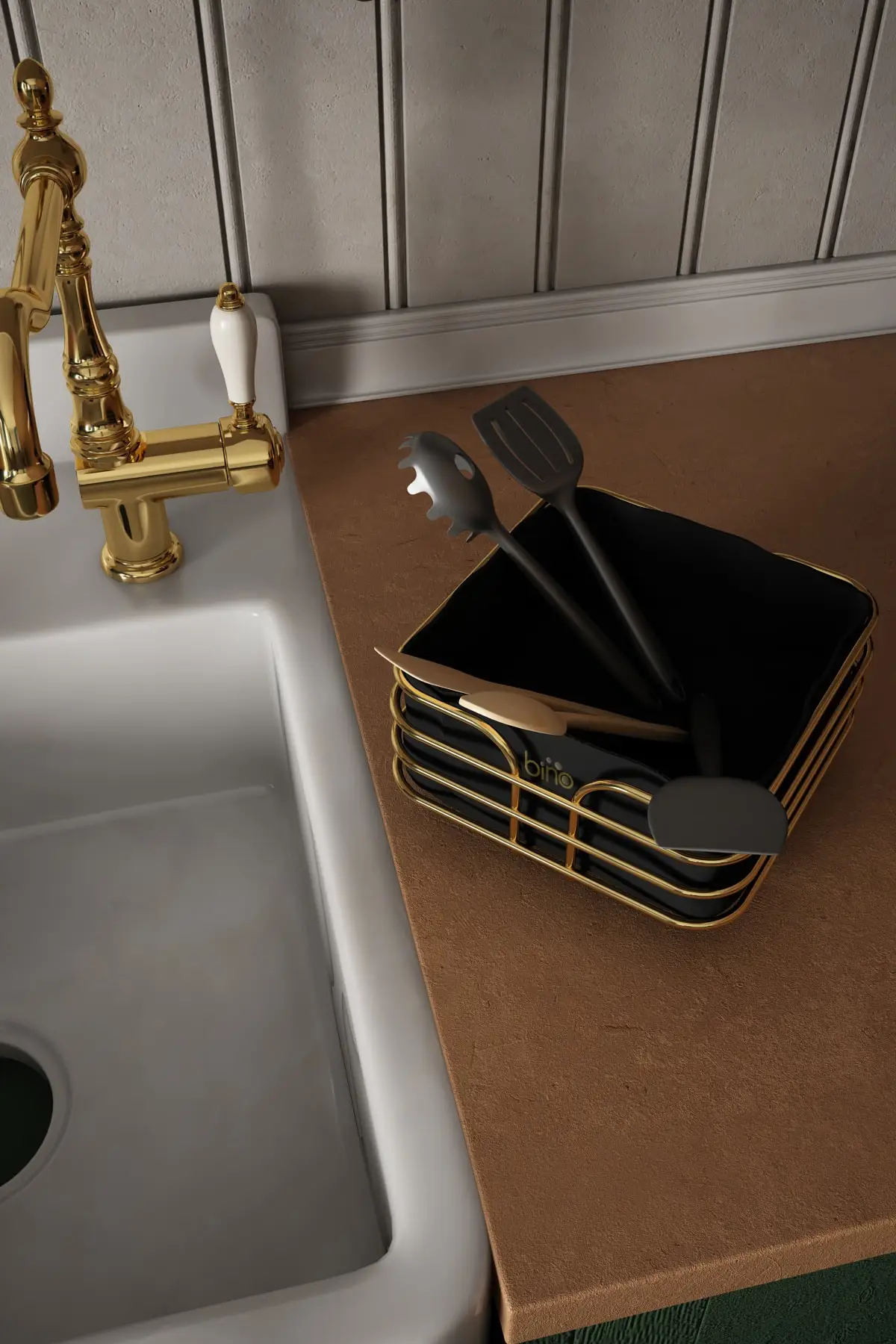 Breadstuff Bread Bin Kitchen Storage Box Luxury Container Metal Basket Multi Purpose Black Stainless Fruit Vessel Modern Gold