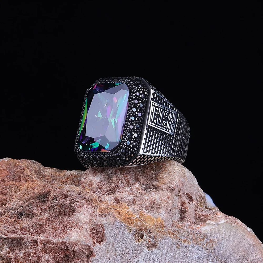 925K Sterling Silver Ring, Mystic Topaz Fine Workmanship Handmade Jewelry Cool Accessory Gift For Man Trendy 2022 Freeshipping