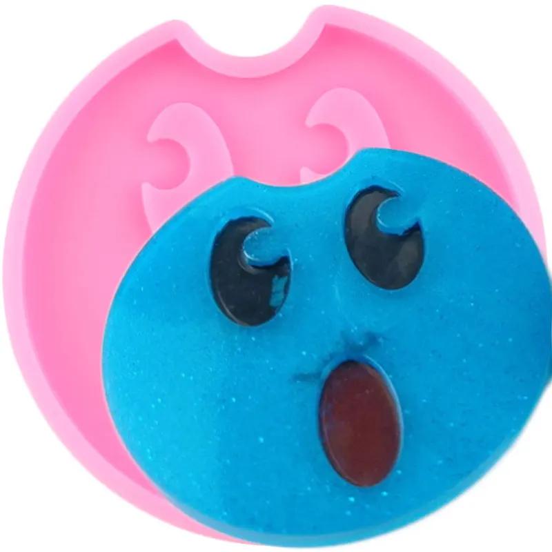 Surprise Expression Coaster Silicone Epoxy Resin Molds Keychains Round Geode Coaster Agate Mould Chocolate Candy Fondant Moulds