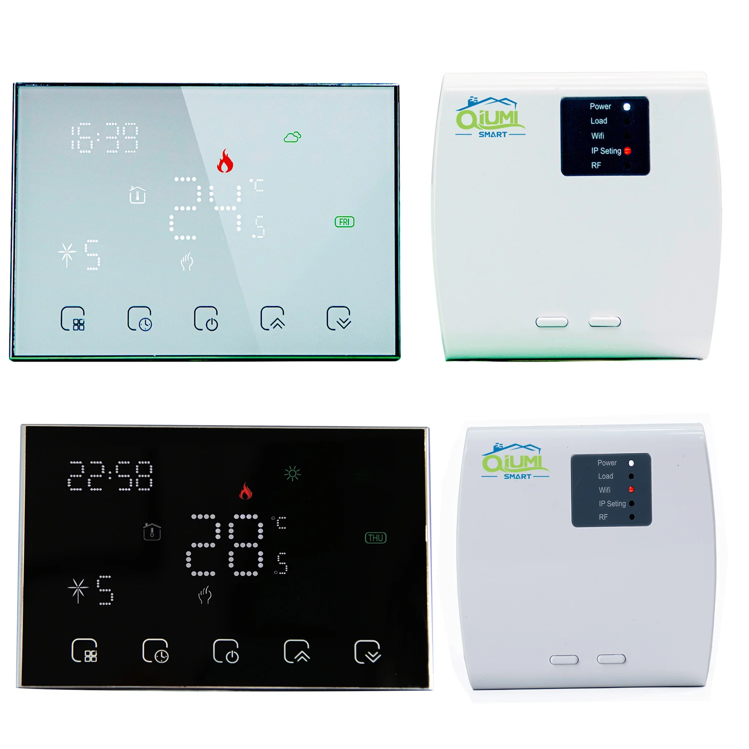 개별 가스/물 보일러 난방을위한 Qiumi RF 스마트 온도 제어 시스템 Alexa Google Home Dry Contact