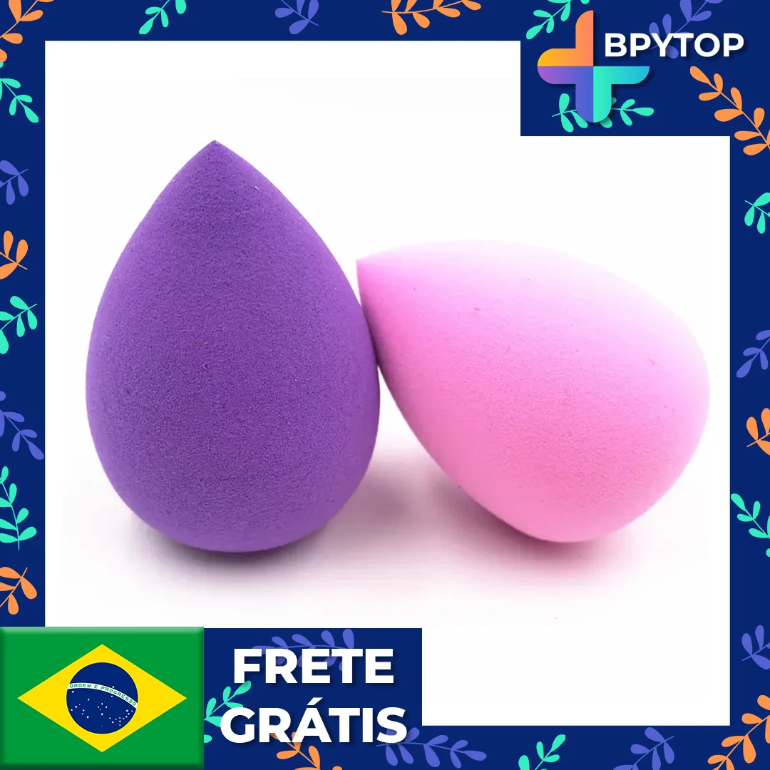 Esponja para Maquiagem Gota Base Pele Úmida/Seca - pronta entrega envio rápido Blogueira Roxa Rosa Colorida Brasil Contorno