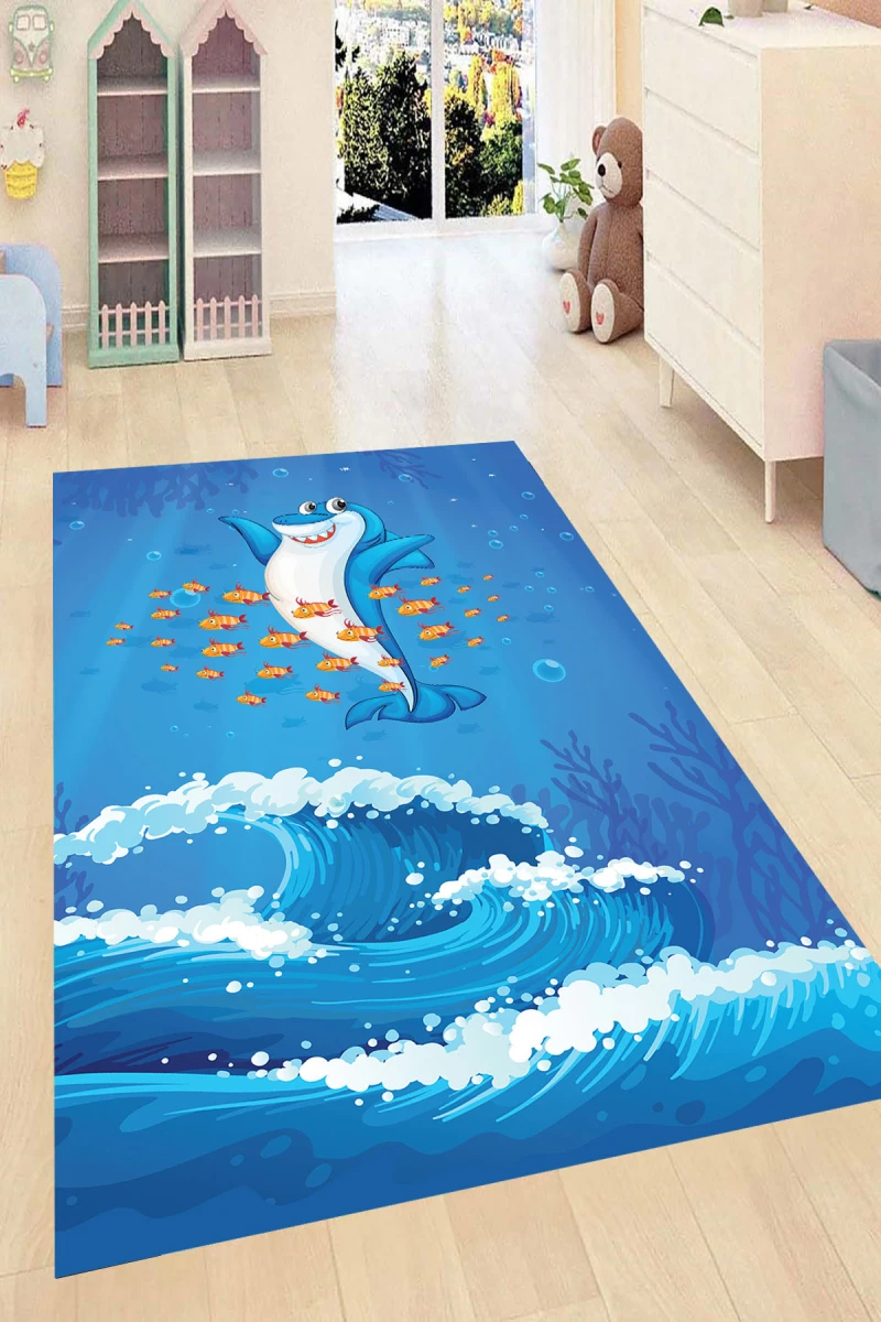 Fun Happy Whales Patterned Kid Room Game Carpet Rug Tateme Tatami  Mat Decoration Bedroom Decor  Quarto Kilim