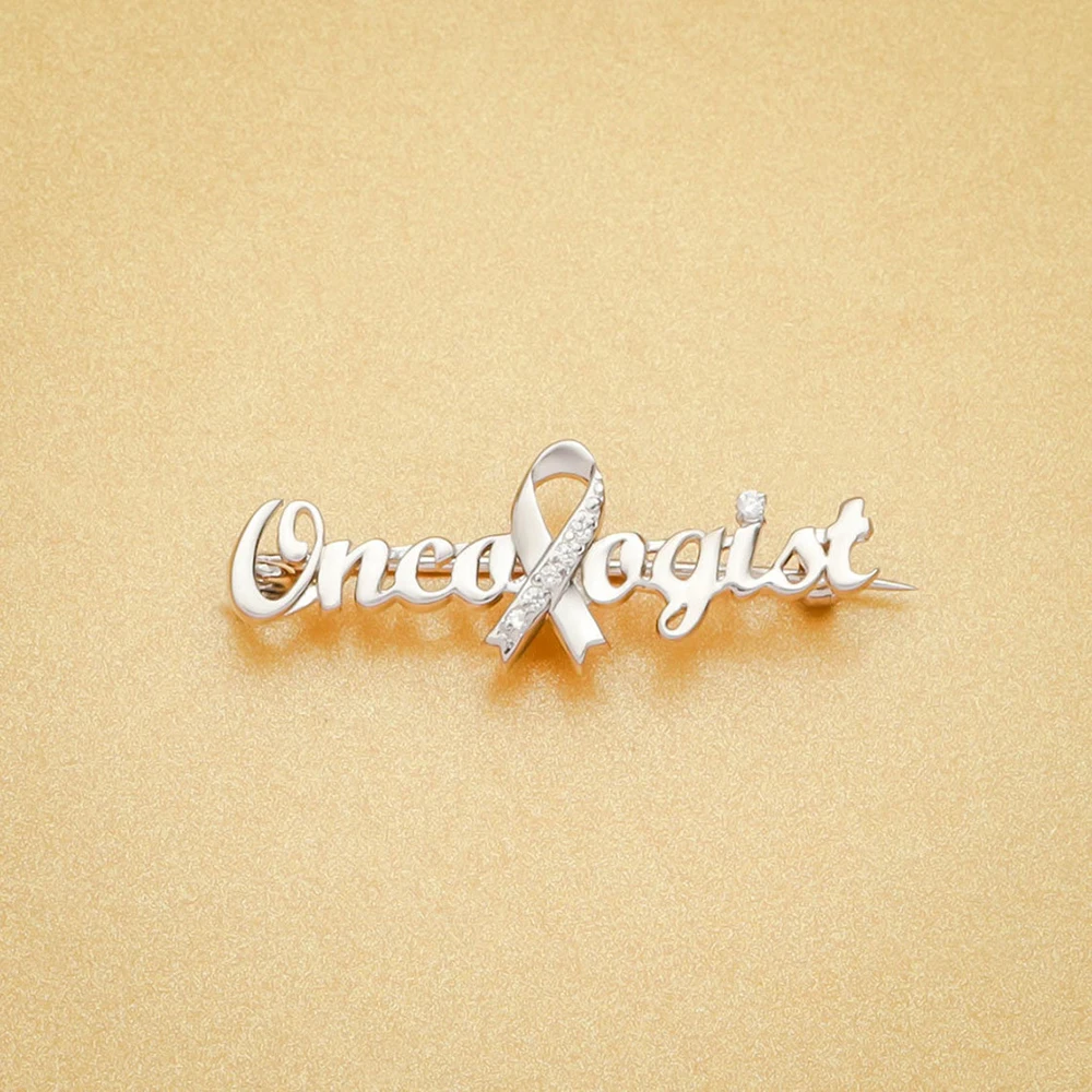 Oncologist Gold Color Ribbon Brooch Pins Medical Jewellery Cancer Oncology Doctor Nurse Lapel Badge Accessories