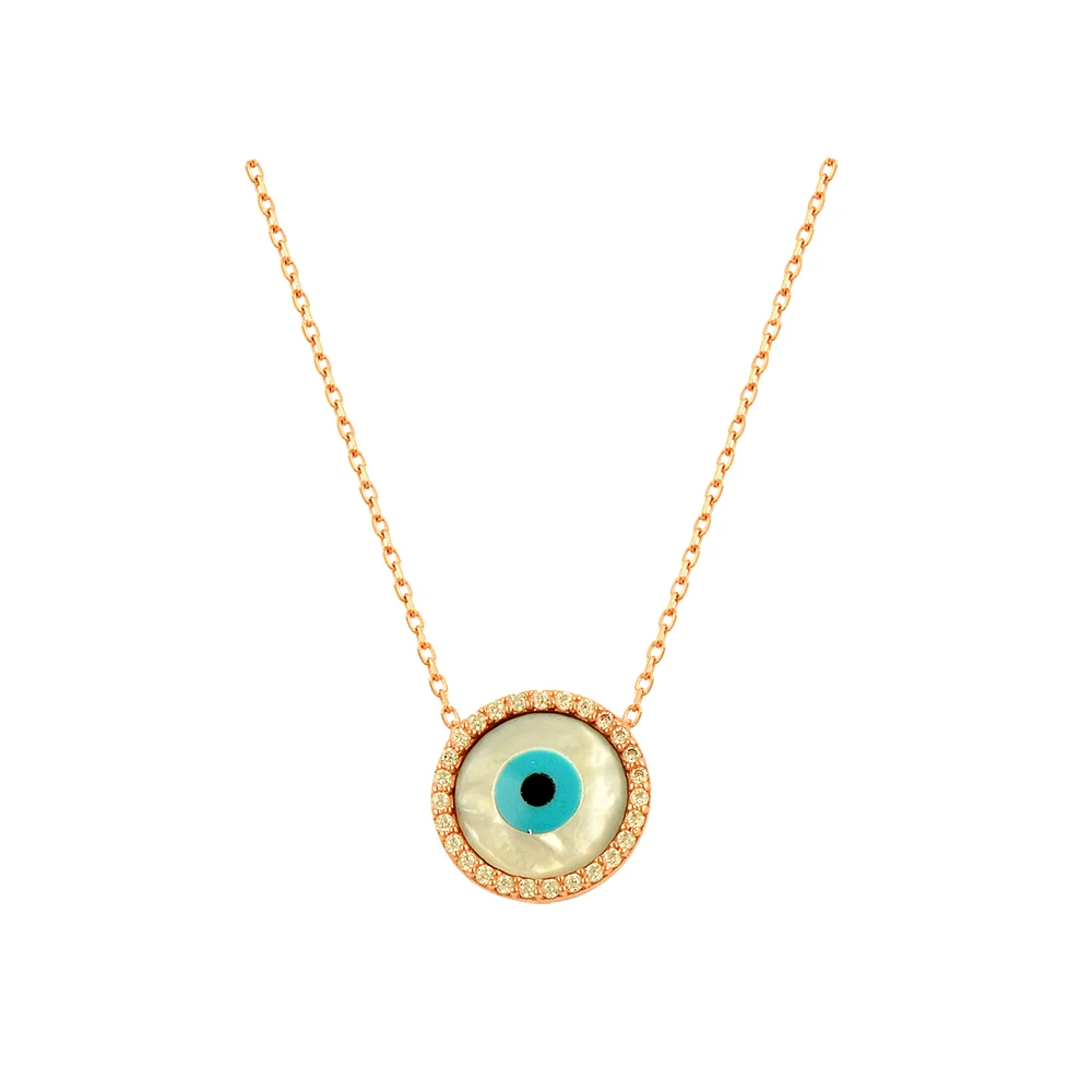 Evil Eye Necklace Mop Necklace Turkish Evil Eye Necklace Women Minimalist Dainty Boho Good Luck Necklace 925 Sterling Silver