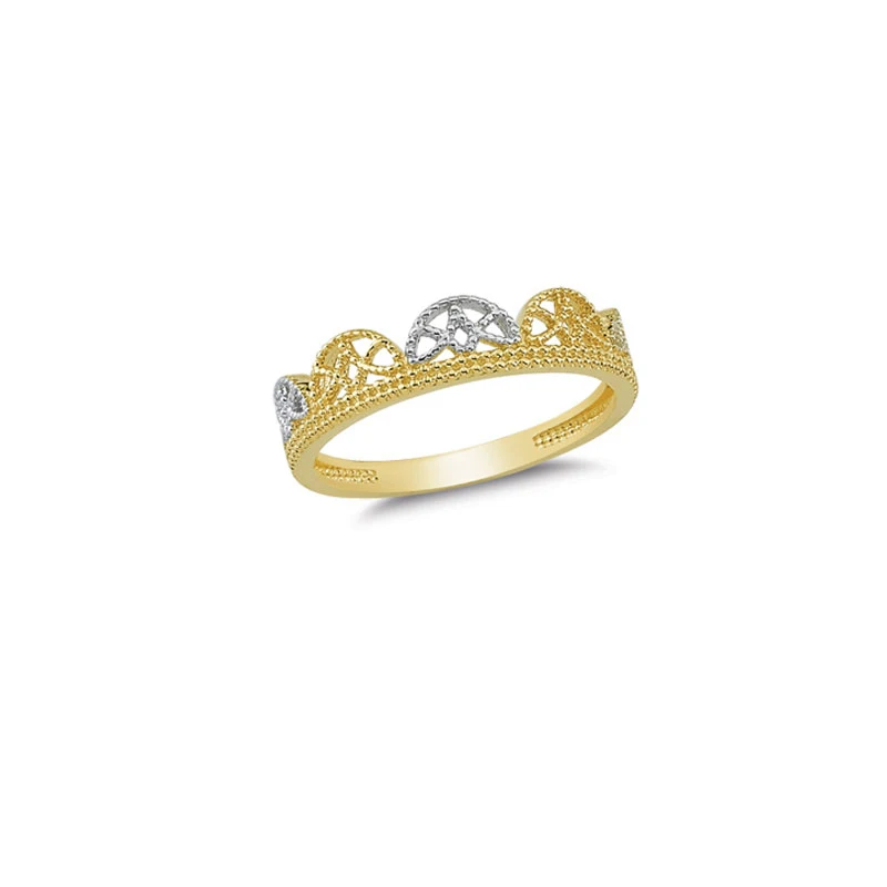 14K Solid Gold Crown Design Ladies Ring