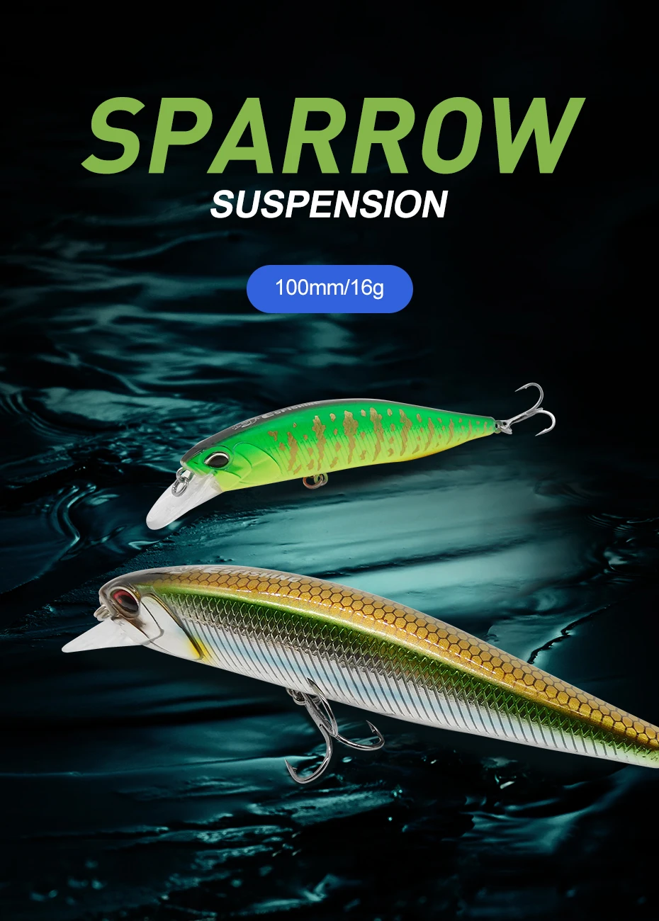 ESFISHING Minnow Angelköder 100mm 16g Sparrow Minnow Farbauswahl Harter Köder Angelzubehör – Detail 3