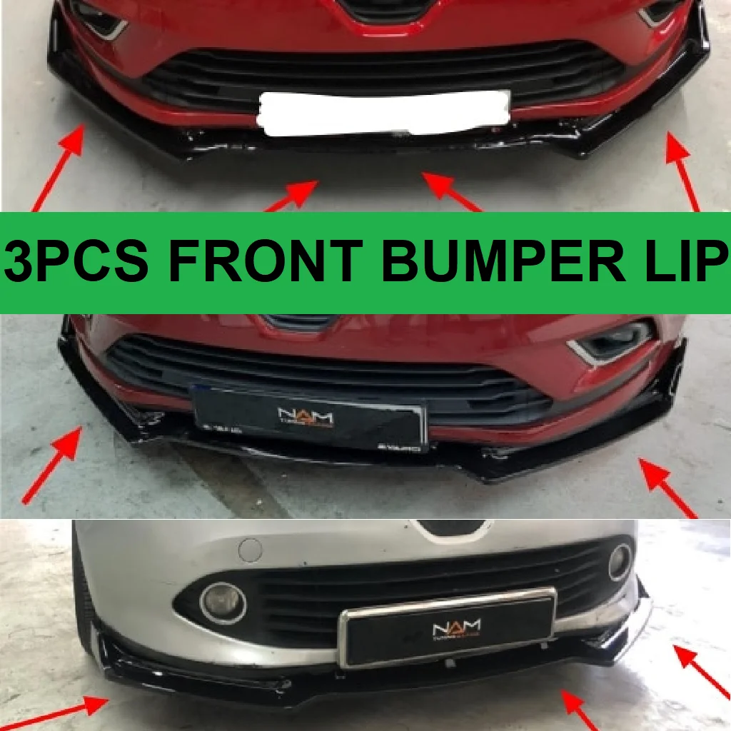 For Renault Clio 4 MK4 Front Bumper Lip Body Kit Spoiler Splitter Diffuser 3pcs High Quality ABS Plastic Professional universal