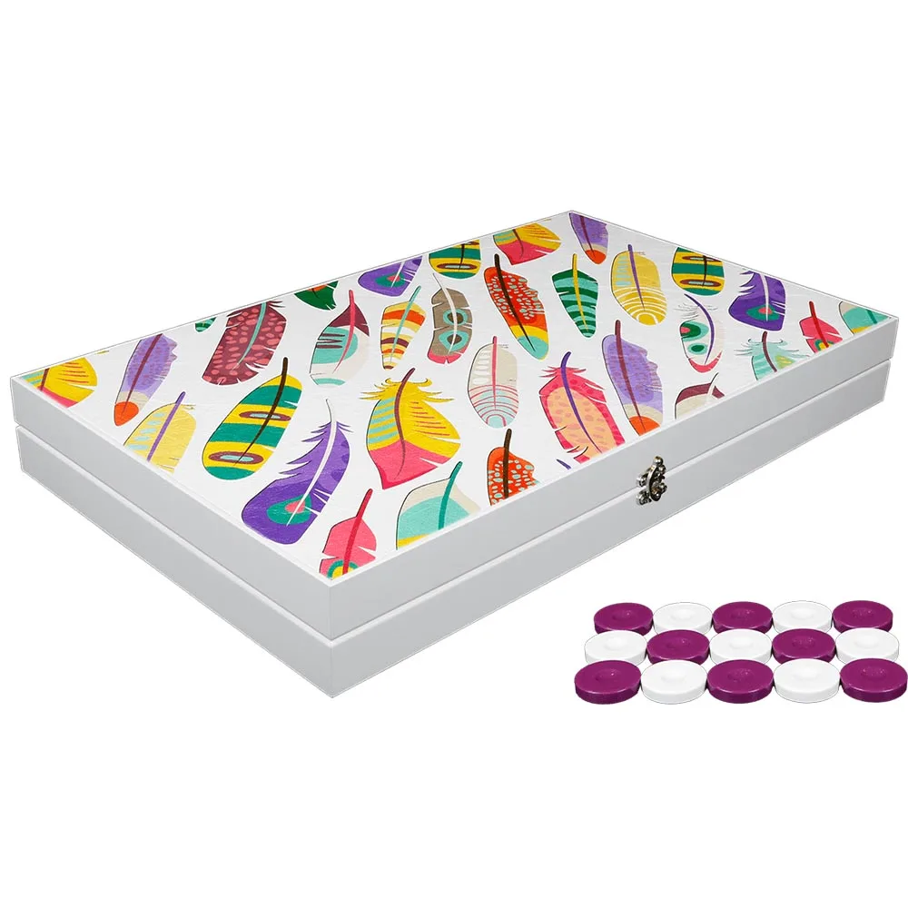Trend Feather Board Game Leather Luxury Backgammon Set