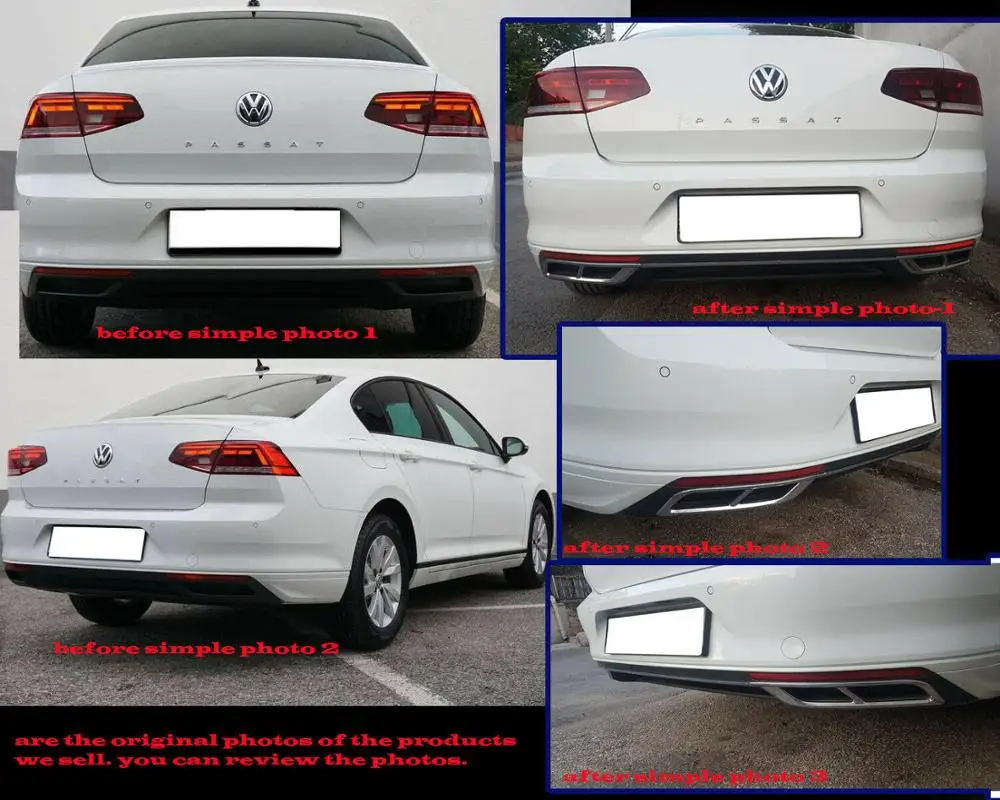 Rline R line style 2019+ for VW new Passat B8 - B8.5 Chrome Exhaust Deflectors Frame Double Version 3 Piece  for volkswagen