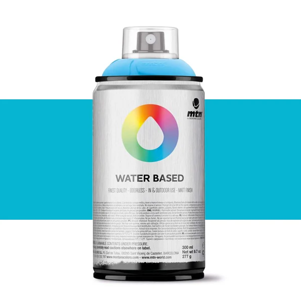 Spray paint brand MTN Water Based Color Blue Green Light 300 ml Montana low pressure Little Ideal smell interior