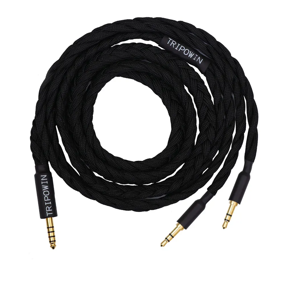 Vorbestellung Tripowin GranVia 26AWG 36 Stränge x 4-adriges handgefertigtes Kopfhörer-Ersatzkabel für HD650 HD580 HD800 ANANDA Schwarz – Detail 10