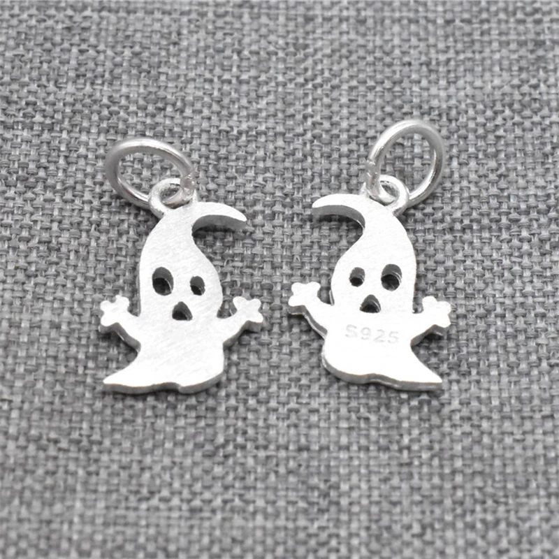 4pcs of 925 Sterling Silver Small Ghost Charms Halloween Nightmare Jack for Necklace Bracelet