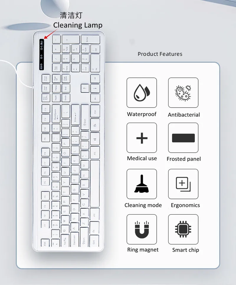 Imagem -06 - Lavável Usb com Fio Teclado de Computador Ip68 Impermeável Anti-bacteriano à Prova de Poeira Equipamento Médico Indústria Dedicada