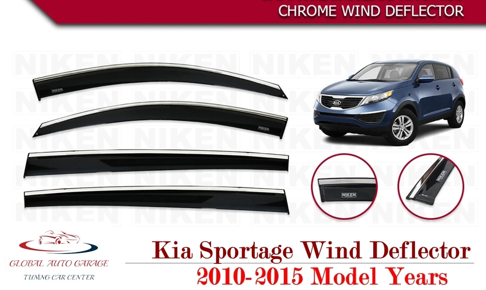 

For KIA SPORTAGE Chrome Rain Wind Deflector 2006-2021 Sunshade Curtains Car Windshield Auto Accessory Universal Ornament Sport