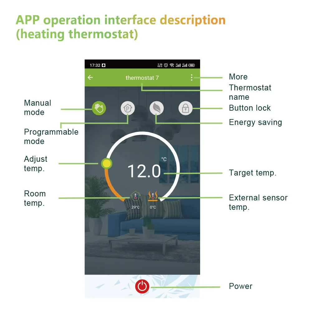 Qiumi Smart Wifi Color Thermostat Air Conditioning Temperature Controller Works with Alexa Google Home, 95~240V AC