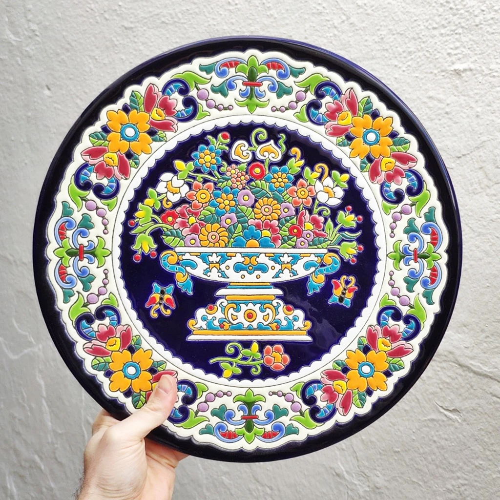 Ceramics plate - 36 cm/14,2 inch diameter - Spanish CERAMIC - enameled up handmade - Made in spain - MIJASCERAMIC -