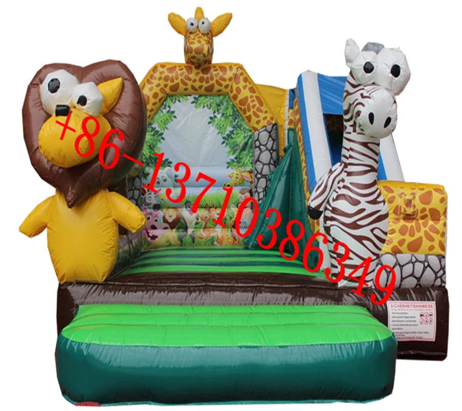 

Factory direct commercial animal park giraffe children inflatable slide, inflatable castle, trampoline combination