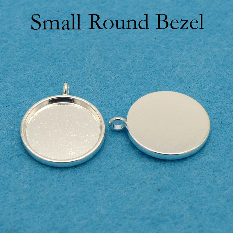 500 Pcs - Smooth Surface 16mm Brozne Copper Silver Round Bezel Pendant Blanks Cabochon Base Settting for Necklace Earrings