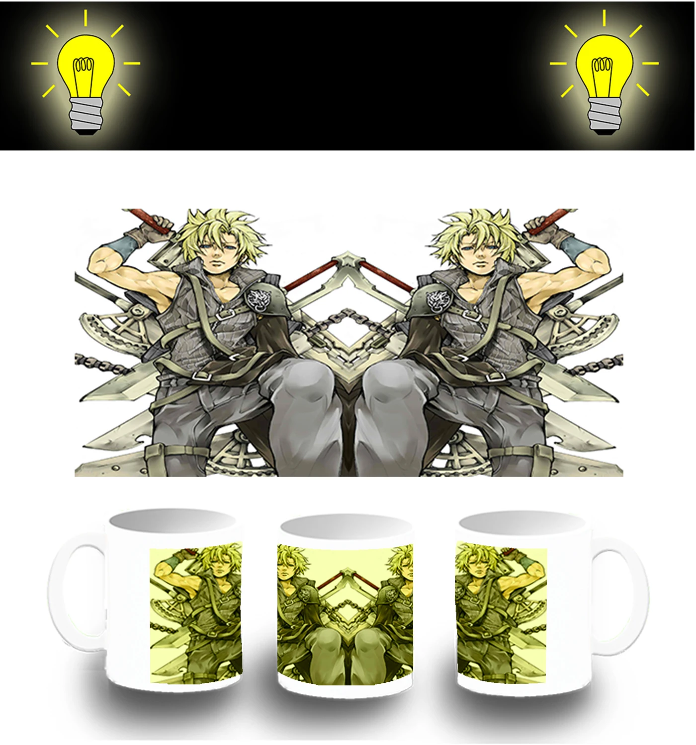 CUP PHOTOLUMINESCENT FANART CHARACTER RPG glitter mug