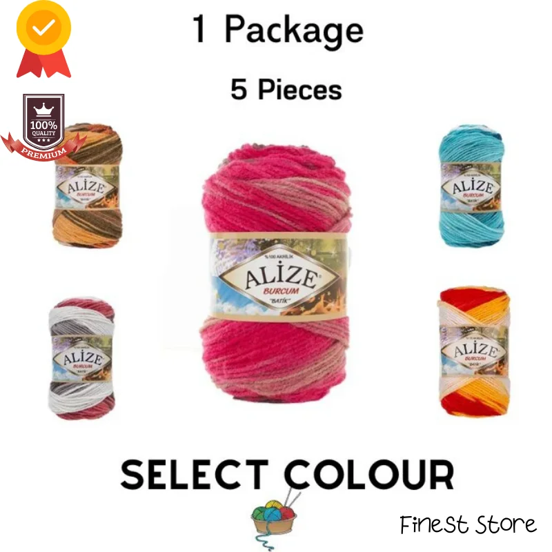 Thread 1 Pack |5 Balls| Alize Burcum Batik Knitting Yarn |%100 Acrylic| 100 Gram 210 Meter Thread Sewing Tools Braid Rope