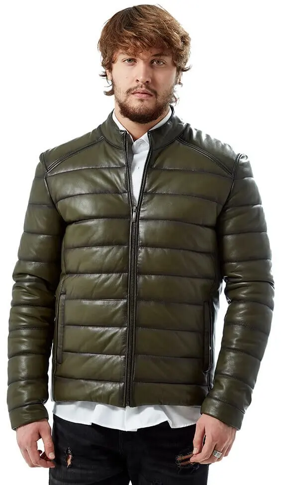 Xanh Bơm Hơi Nam Phối Da Orjinal Da Cừu Thu Đông 2022 Biker Slim Size Lớn VintageTürkiye