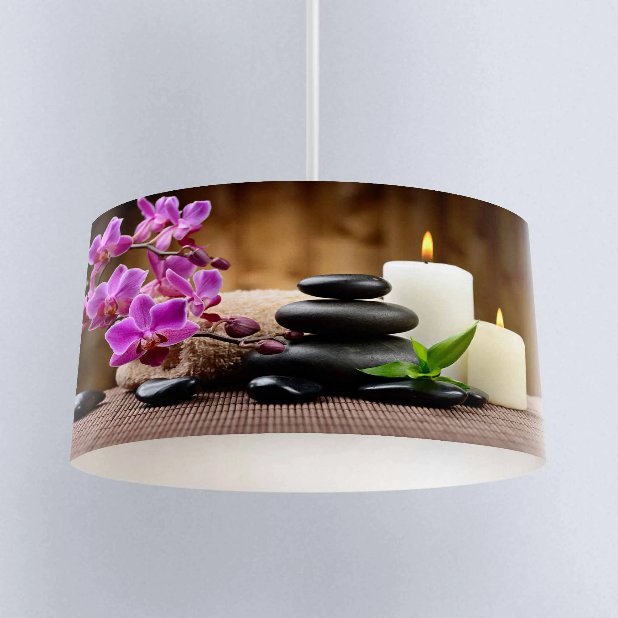 

Else Purple Flower Spa Stone Candles Digital Printed Fabric Chandelier Lamp Drum Lampshade Floor Ceiling Pendant Light Shade