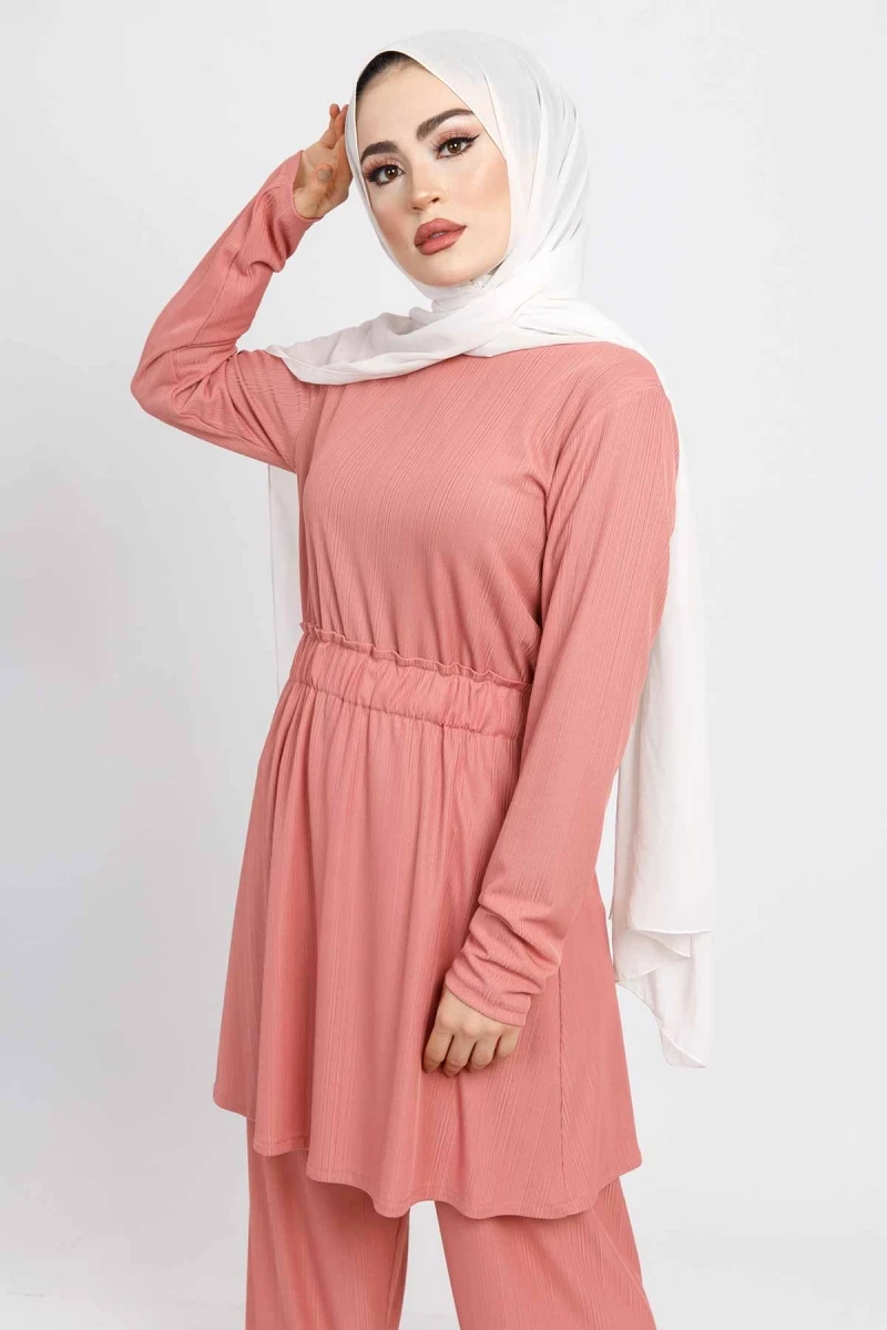 Camisole Dual Suit TSD1048 Rose Kurusumüslüman long dress women Dubai turkish hijab girls Islamic clothing Tunic big