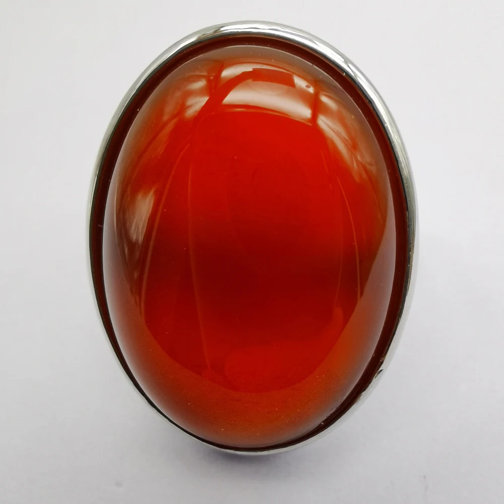 Red Carnelian Stone Oval Bead GEM Finger Ring Jewelry Size 8-9 X122