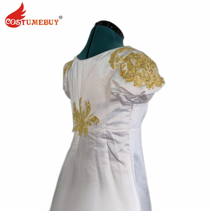 Daphne Cosplay Costume Regency Dress White High Waistline Dress Ball Gown Wedding Dress for Adult Women