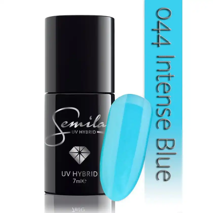 Semilac Intense Blue 044 semi-permanent coverage, UV hybrid nail polish texture Gel