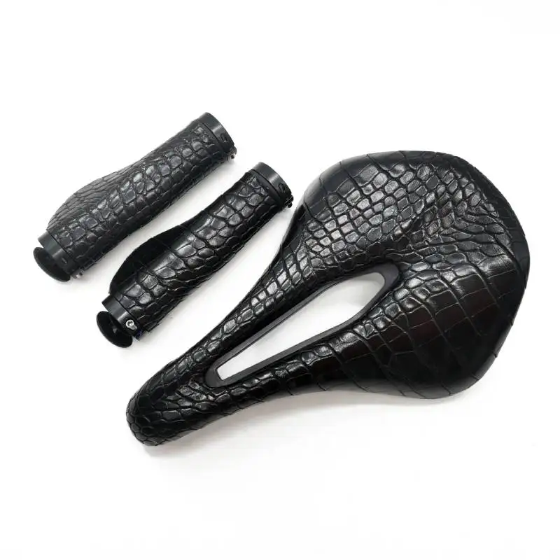 Crocodile pattern bicycle seat MTB Road Bike Saddles PU Retro 155mm Ultralight Breathable Comfortable Seat Cushion Bike Racing