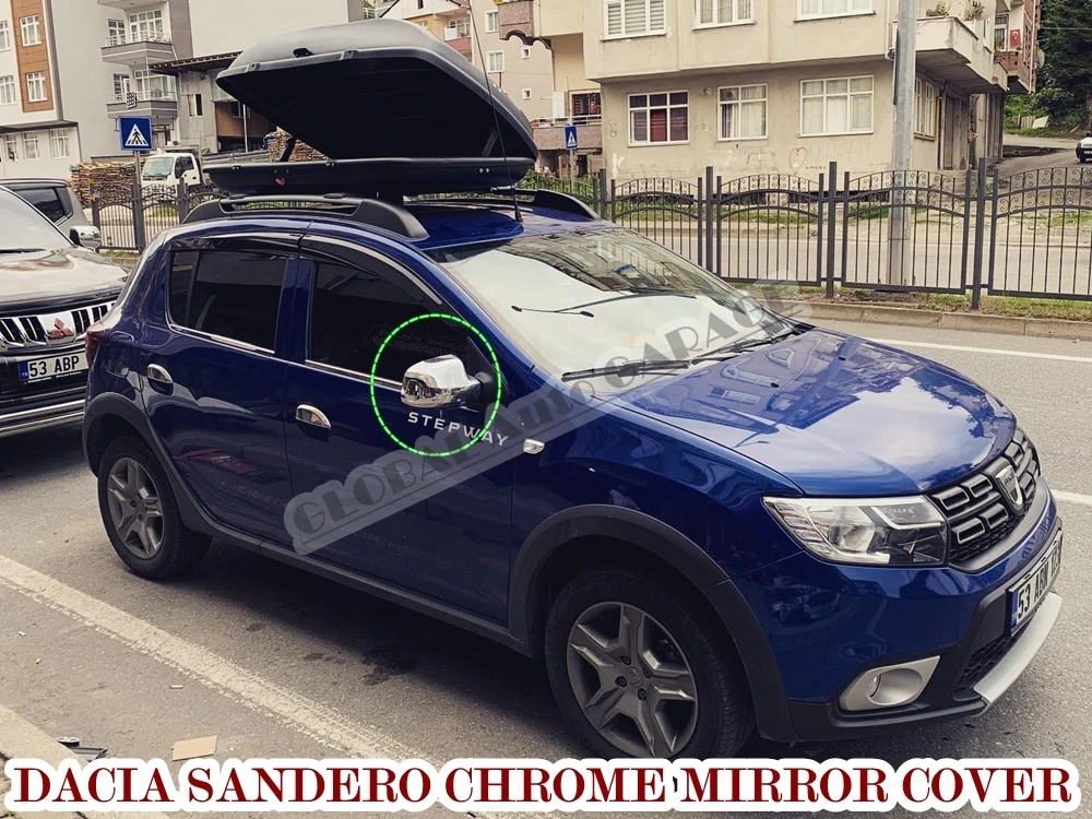 

For Dacia Sandero Stepway 2013 2014 2015 2016 2017 2018 2019 2020 Chrome Mirror Cover Cap 2 Pieces Wing Car Auto Mud Flaps Sport