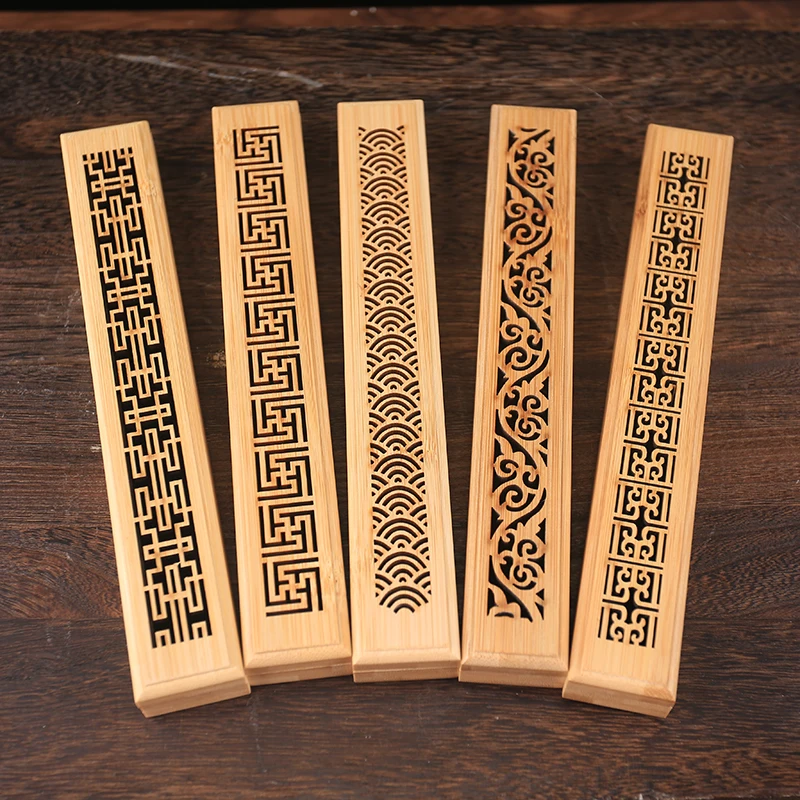 

Bamboo Wooden Incense Stick Holder Burning Joss Incense Box Burner Ash Catcher Home Decoration