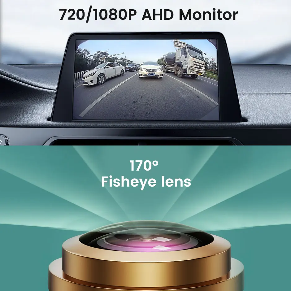 GreenYi AHD 1080P 170° Fisheye Lens LED Brake Light Vehicle Rear View Camera For VW Transporter T5 T6 Van 2010 2019