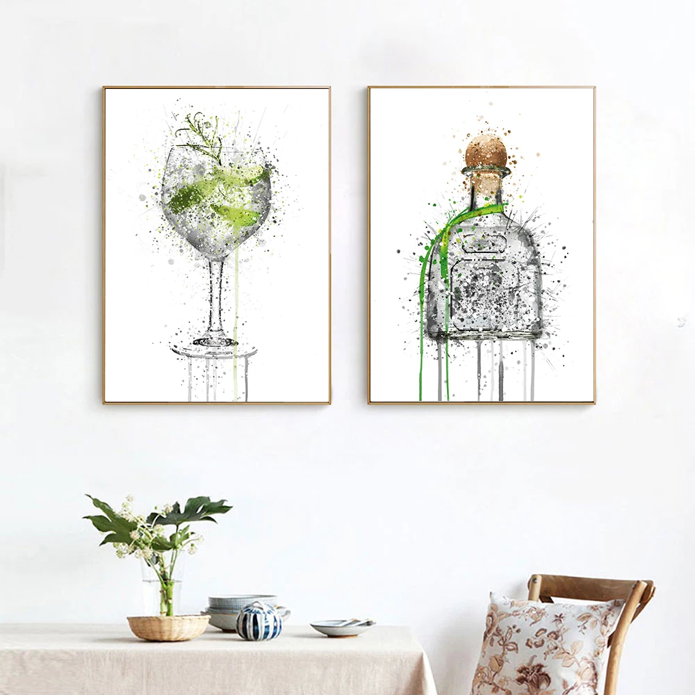 Gin Wall Art Print Green Style Aperol Spritz Poster Silver Tequila Canvas Painting Nordic Bar Picture For Living Bedroom Decor