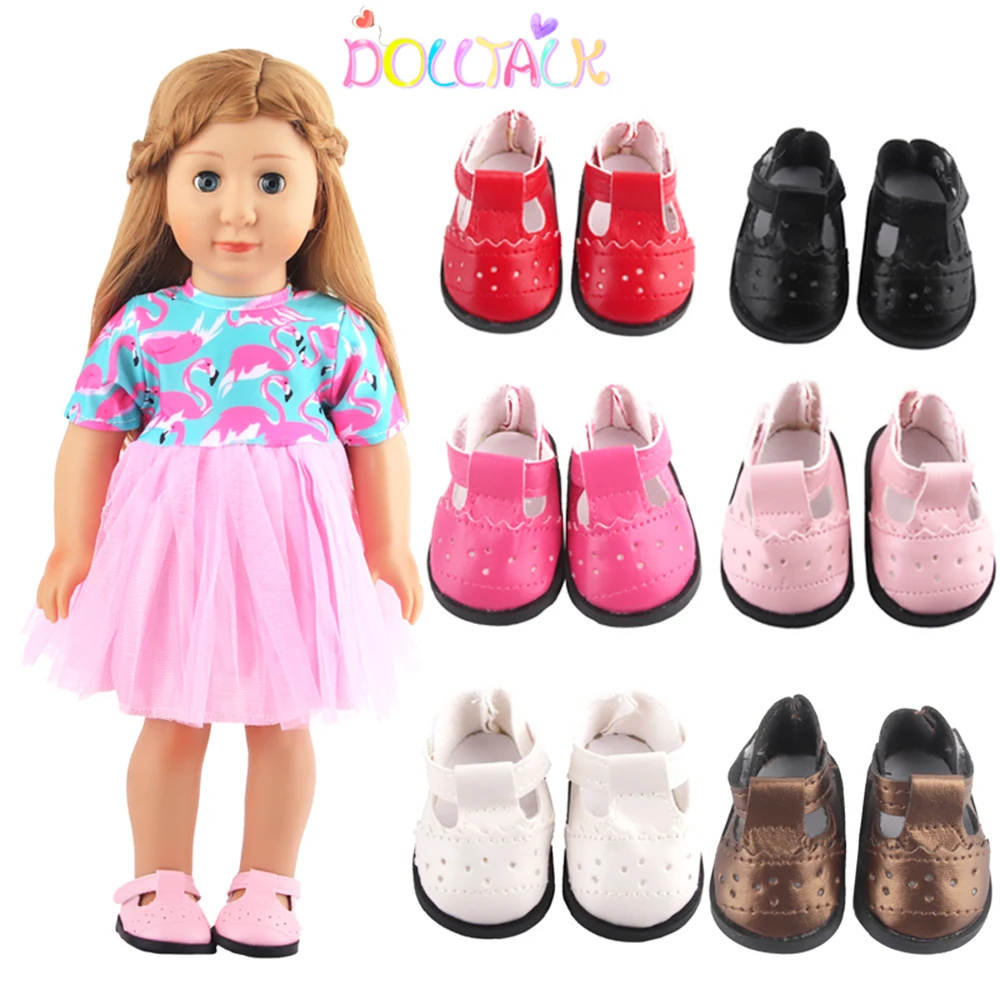 2022 New Style 7cm Doll Shoes For 18 Inch American Doll Hollow Leather Doll Boots Accessories For 43cm Baby New Born Doll Toy