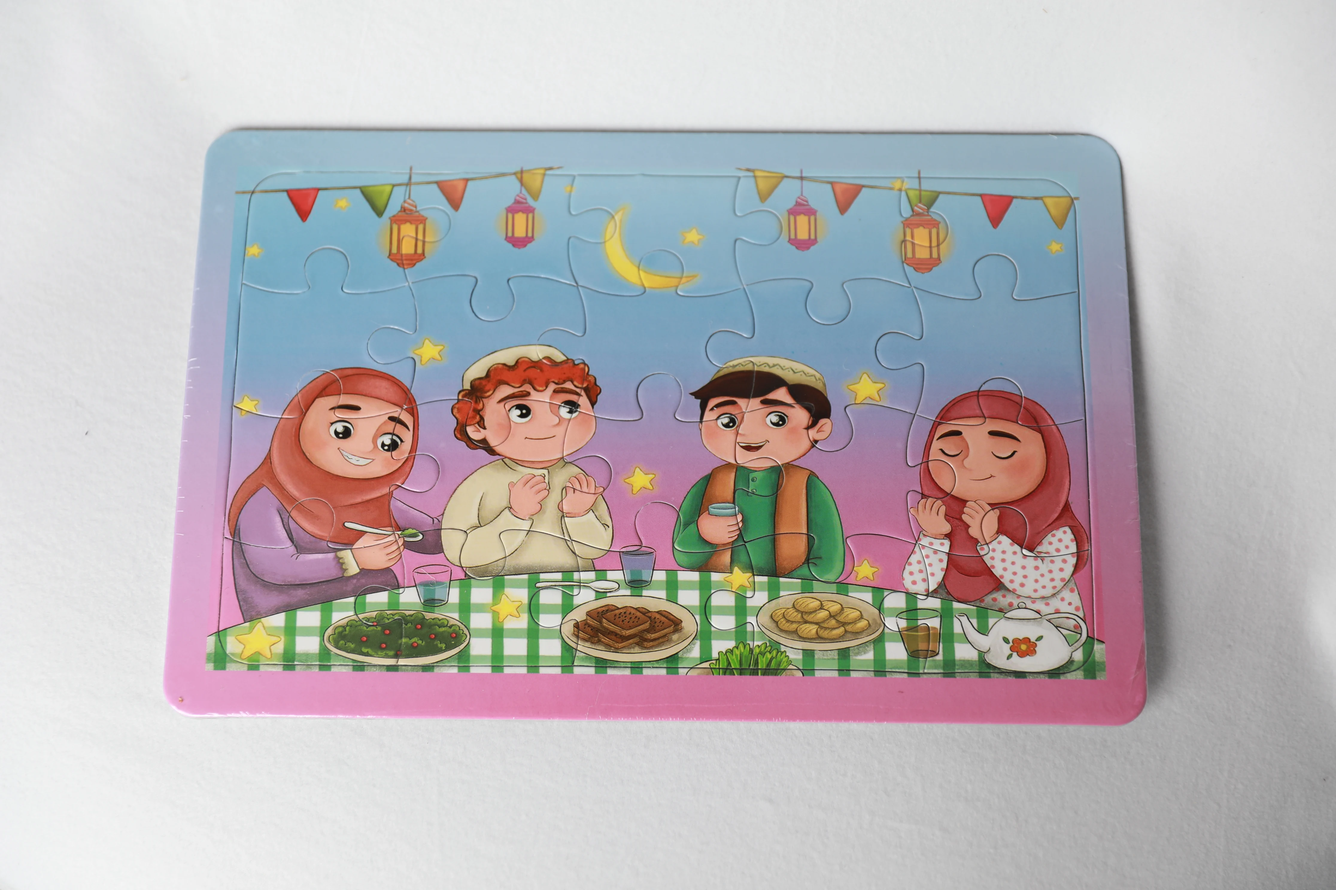 Islamic Puzzle Muslim Kids Toys Set of 5 Pieces Children Fun Game to Islam Help Learning Eid Gifts Ramadan Decor Party Favors